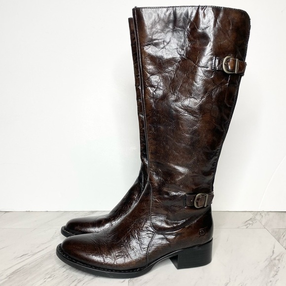 Born Gibb Knee High Brown Leather Boot 8 1/2 M - Picture 1 of 16
